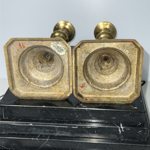 Andrea By Sadek Vintage Solid Brass Taper Candleholders Set Of 2 - Picture 10 of 12